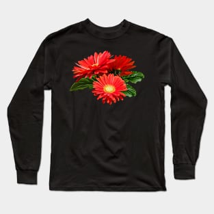 Red Gerbera Daisy Trio Long Sleeve T-Shirt